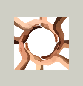 Artwork of multiple hands forming a circle