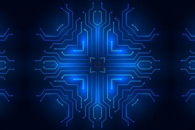 ai-generated pattern of glowing blue on dark background