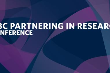 Swirling purple poster with conference title