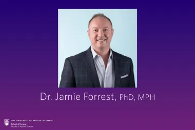 Jamie Forrest headshot on purple background