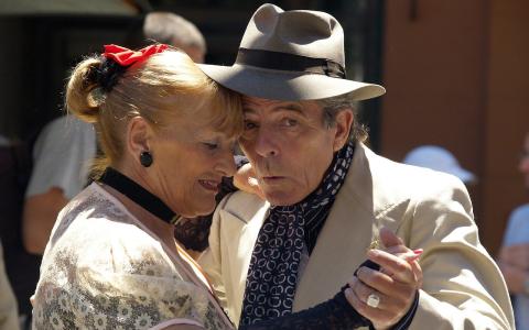 Older couple dancing