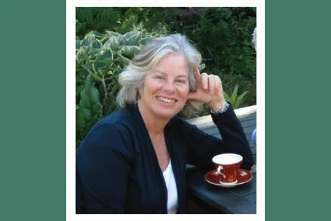 Elaine Carty with cup of tea