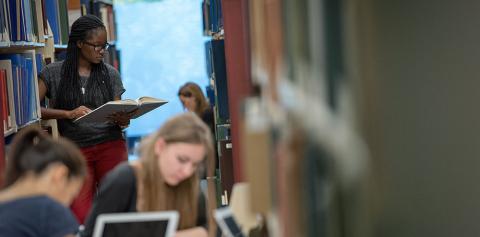 Students study in I K Barber Library